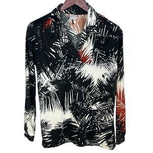 Vintage Terry Chicago Black, White and Brown Blouse w/ Print